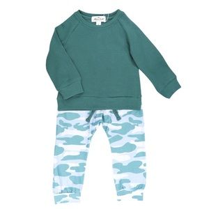 Marie Nicole Green & Gray Camo Joggers Set 3-6M